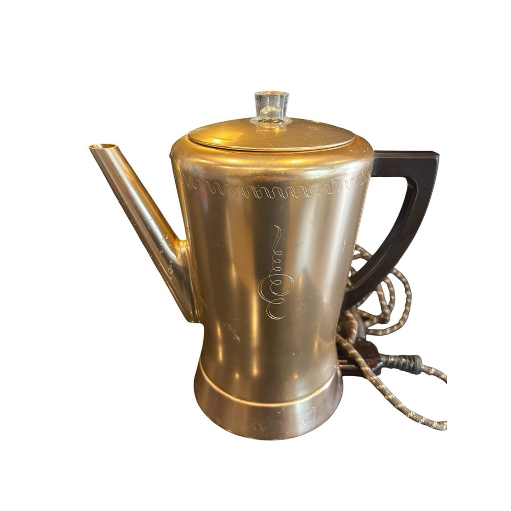 Vintage West Bend Flavo-Matic 3280E 8 Cup Electric Percolator Champagne Gold